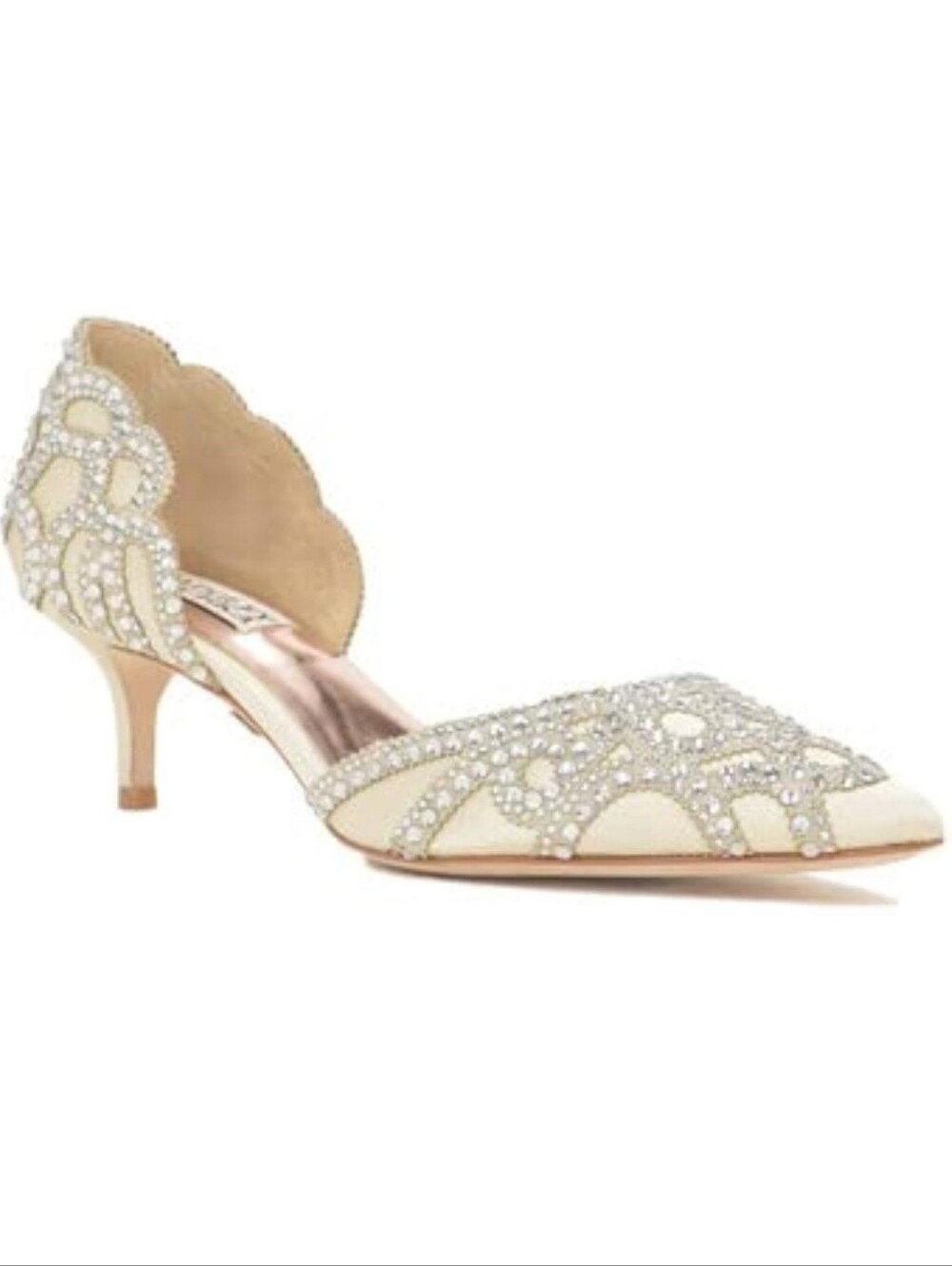 Badgley Mischka Ginny Ivory Satin Rhinestone D'Orsay Heels NIB 9